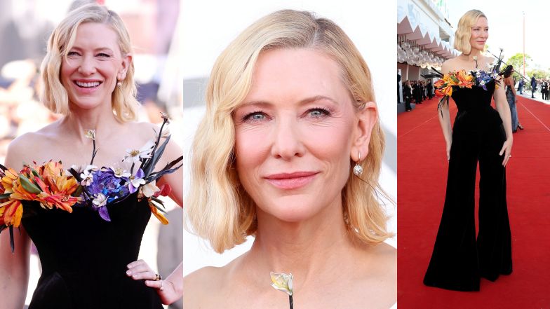 Cate Blanchett pozuje w Wenecji z... kwiatami w dekolcie! (FOTO)