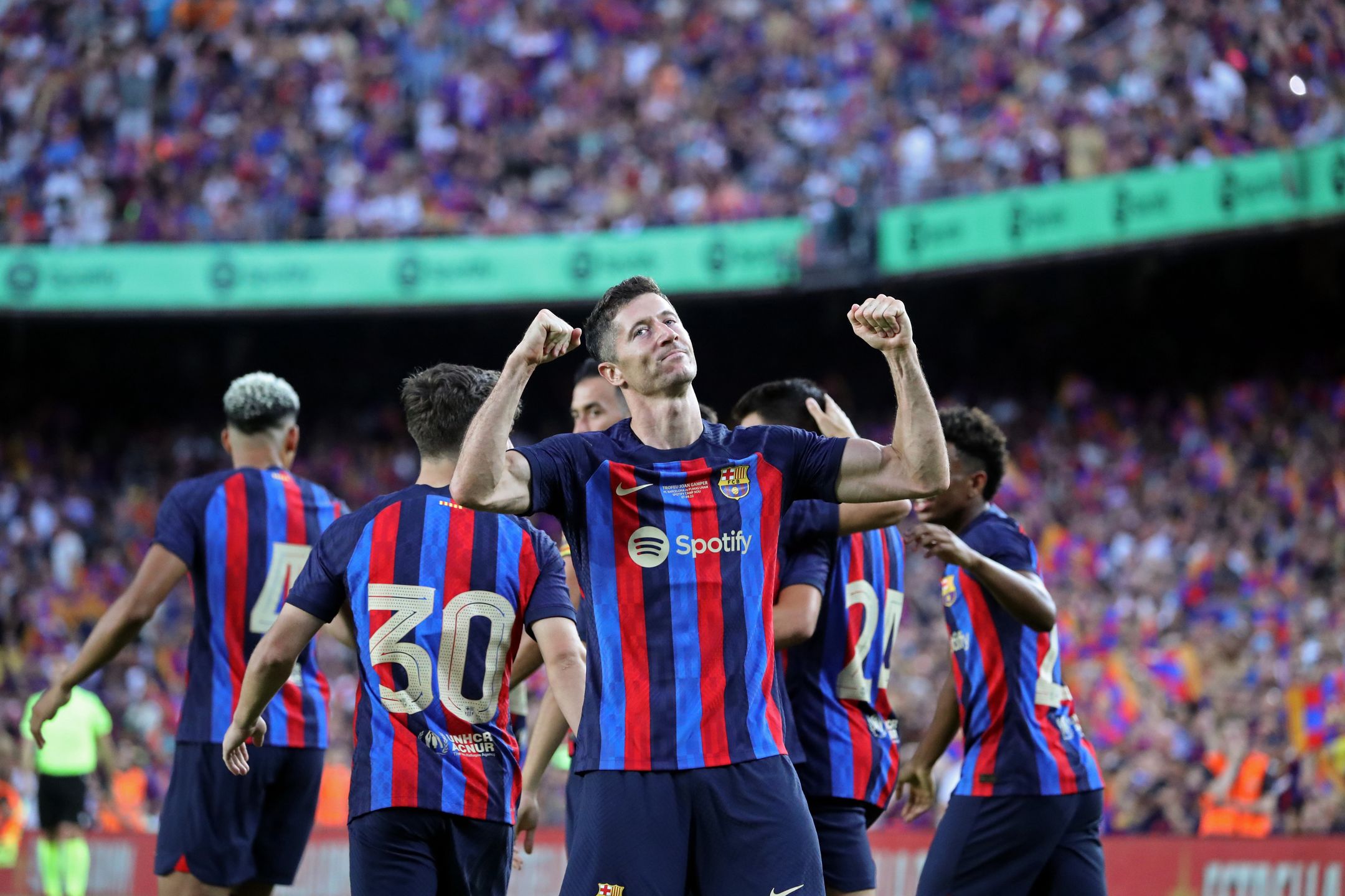 Robert Lewandowski podczas meczu FC Barcelona