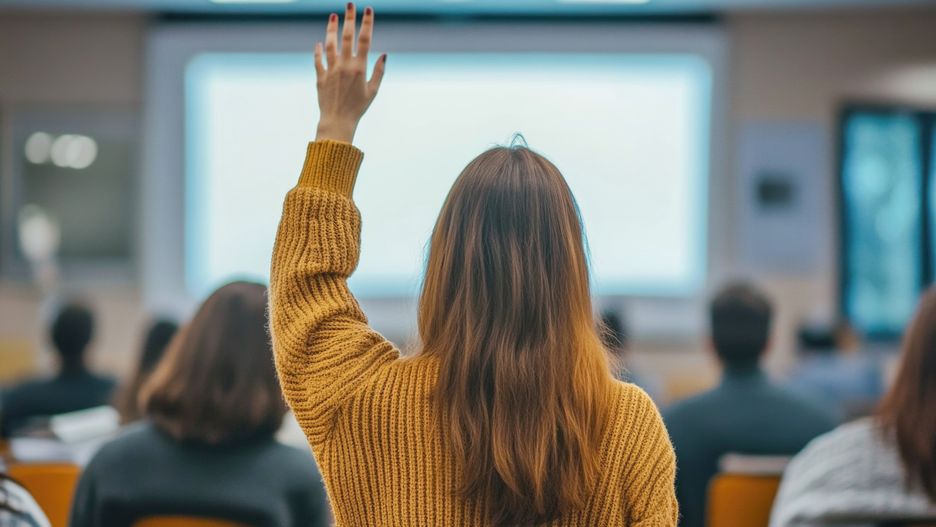 Student raising hand in classroom to ask question during lecture or presentation
Back view of a person raising her hand to answer the teacher's question in a university classroom, with blurred people sitting on chairs and watching her. She is wearing a sweater with a white screen presentation mock-up background. The concept is education and business presentation. --ar 25:14 --style raw --v 6.1 Job ID: 4575fe08-d52d-4175-9572-b797beb5477f
victor_16605
student, raising, hand, classroom, lecture, education, learning, question, presentation, teaching, school, knowledge, audience, participation, university, college, academic, seminar, instructor, speaking, engagement, back, view, focus, attention, inquiry, discussion, brown, hair, sweater, orange, casual, indoor, modern, setting, bright, young, people, group, interaction, study, environment, student, raising, hand, classroom, lecture, education, learning, question, presentation, teaching, school, knowledge, audience, participation, university, college, academic, seminar, instructor, speaking, engagement, back, view, focus, attention, inquiry, discussion, brown, hair, sweater, orange, casual, indoor, modern, setting, bright, young, people, group, interaction, study, environment