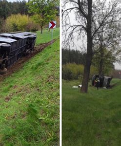 Białoruski autobus wpadł do rowu. Są ranni