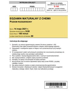 Matura 2021 z chemii. Arkusze CKE i odpowiedzi