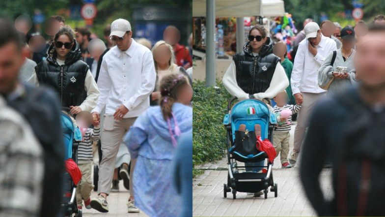 Piotr Zieliński spaceruje po Sopocie z żoną i synkiem