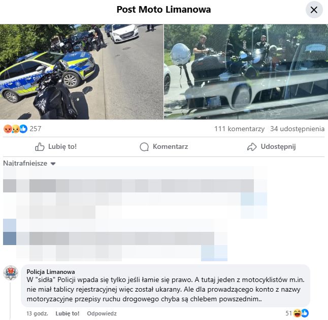 Reakcja limanowskiej policji.