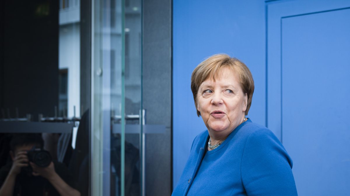 BERLIN, GERMANY - MARCH 11:  German Chancellor Angela Merkel after a press conference, on March 11, 2020 in Berlin, Germany. (Photo by Felix Zahn/Photothek via Getty Images)