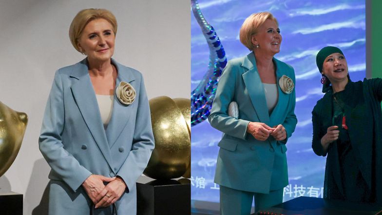 Agata Duda w Szanghaju. Znowu zaskoczyła strojem.