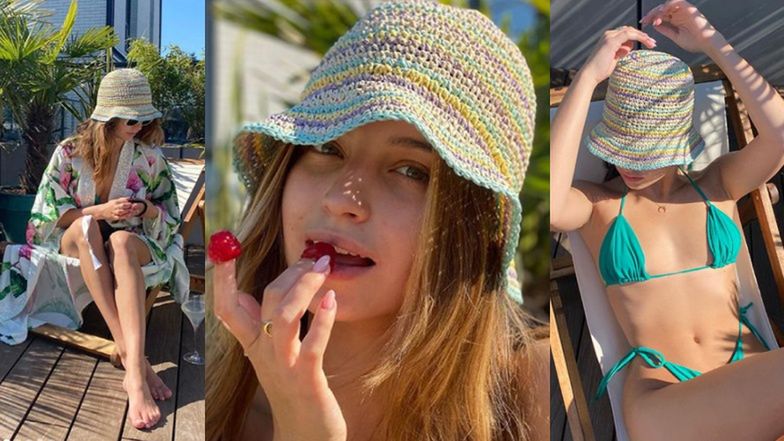 Julia Wieniawa wyleguje się w bikini na tarasie
