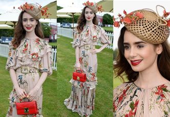 Romantyczna Lily Collins na rozgrywkach polo Cartier Queen's Cup