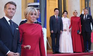Brigitte Macron olśniła w krwistoczerwonej sukni na szczycie we Francji. Klasa sama w sobie? (ZDJĘCIA)