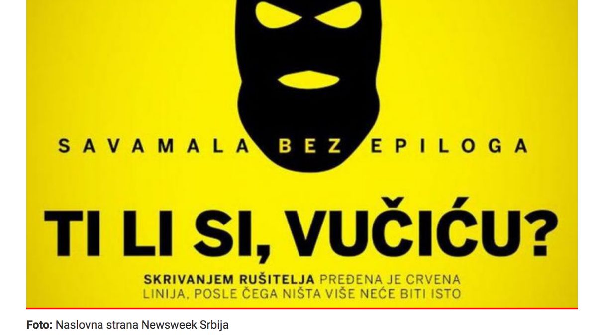 Komunikat pojawiający się na stronie serbskiego "Newsweeka"