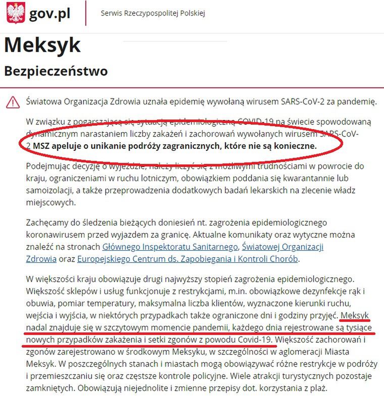 Komunikat na stronie www.gov.pl