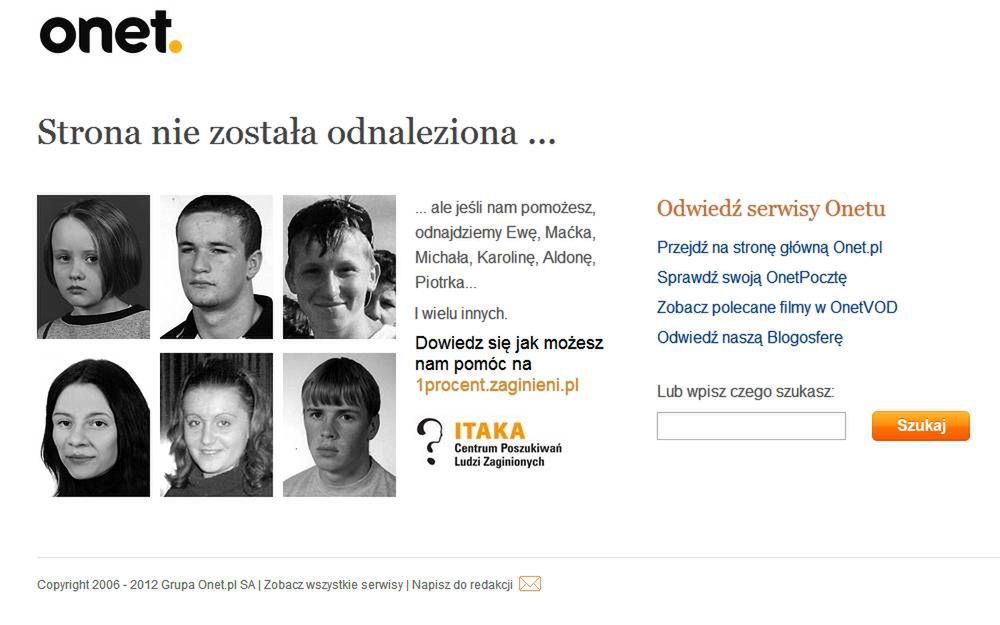 Kreatywne strony błędu 404 - pomoc w poszukiwaniach zaginionych osób 2