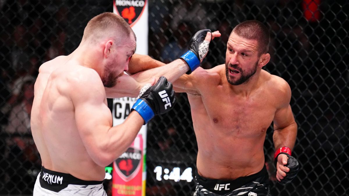 Getty Images / Chris Unger/Zuffa LLC / Na zdjęciu: Mateusz Gamrot w walce z Ludovitem Kleinem
