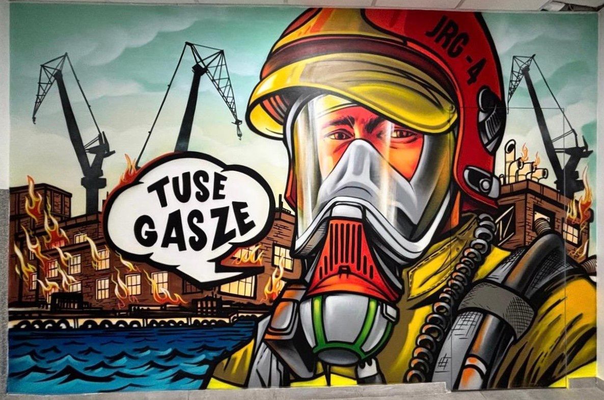Przepiękne graffiti w siedzibie Jednostki Ratowniczo-Gaśniczej nr 4 w Gdańsku