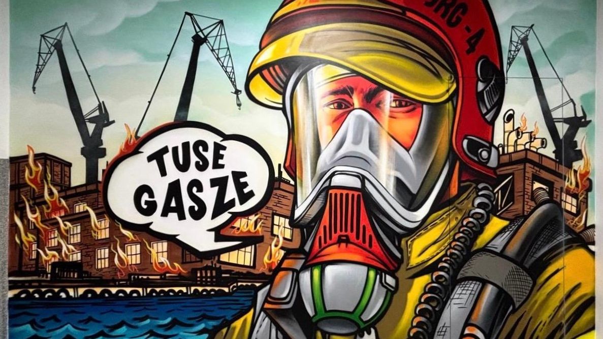 mural, strażacy, straż