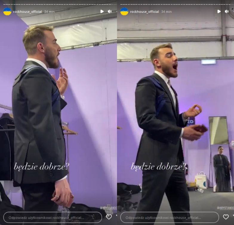 Krystian Ochman przed wyjściem na scenę