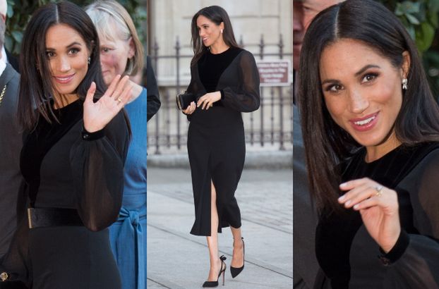 Meghan Markle cała na czarno podziwia sztukę w sukience za 10 tysięcy złotych (ZDJĘCIA)