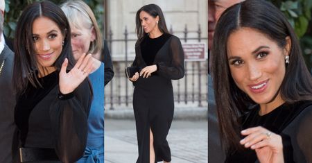 Meghan Markle cała na czarno podziwia sztukę w sukience za 10 tysięcy złotych (ZDJĘCIA)