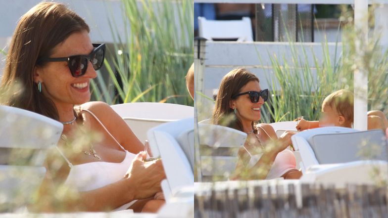 Kamila Szczawińska w Sopocie z mężem i córką