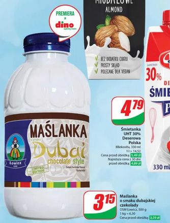 Maślanka o smaku czekolady dubajskiej w Dino