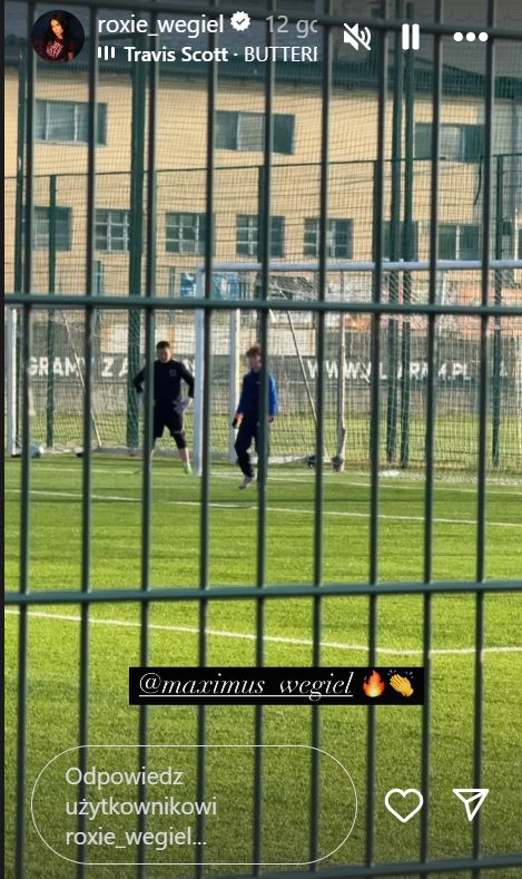 Roksana Węgiel udała się na trening piłkarski brata
