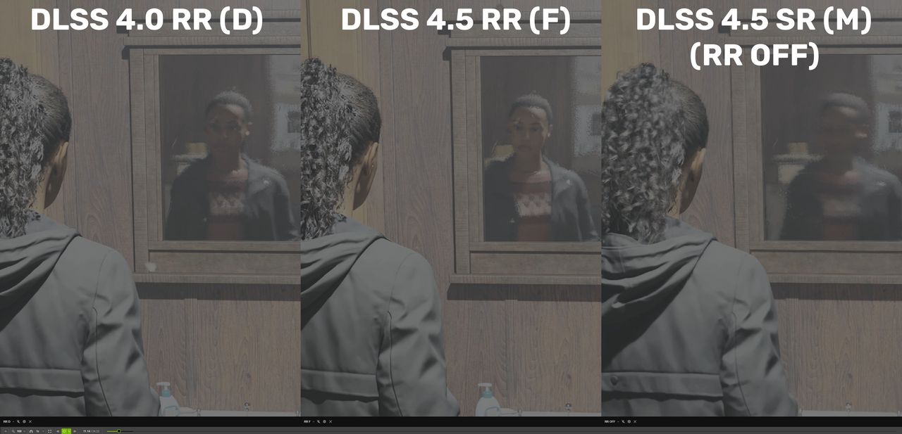 NVIDIA DLSS Ray Reconstruction - 4.0 vs 4.5 - odbicia w lustrach