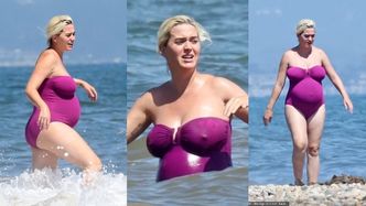 Niezadowolona Katy Perry pluska się w oceanie, prezentując ciążowe krągłości w kostiumie kąpielowym za 1900 złotych (ZDJĘCIA)
