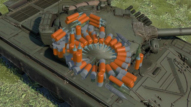 Przekrój pokazujący rozmieszczenie amunicji w czołgu T-72