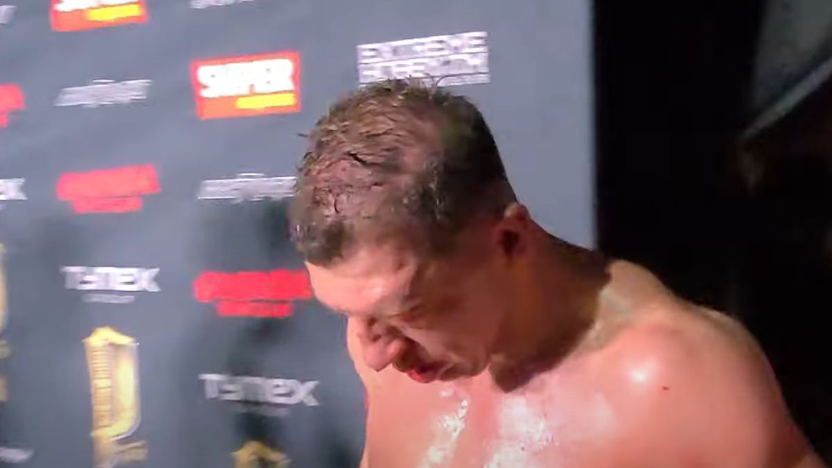 Na zdjęciu: Rafał Łazarek po walce