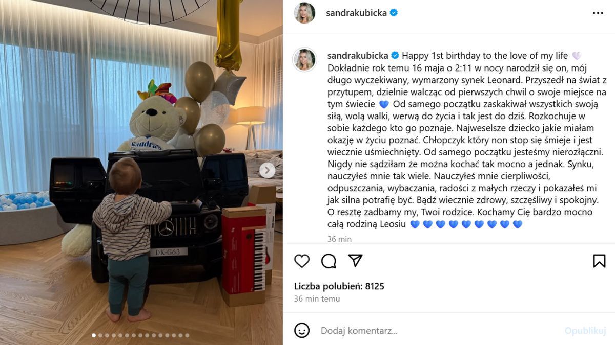 Sandra Kubicka świętuje roczek syna 