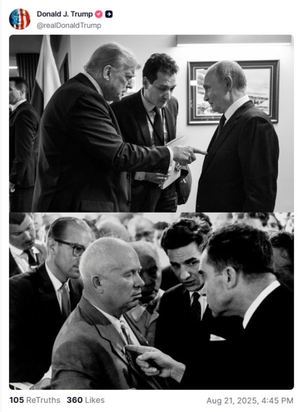 Kolaż fotografii opublikowany przez Trumpa