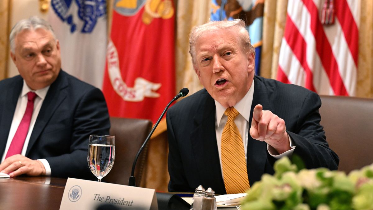 WASHINGTON, DC - NOVEMBER 07: U.S. President Donald Trump meets with Prime Minister of Hungary Viktor Orban (L) during a bilateral lunch in the Cabinet Room of the White House on November 7, 2025 in Washington, DC. Trump and Orban discussed the war in Ukraine, Hungary’s purchase of Russian oil, and European relations. (Photo by Roberto Schmidt/Getty Images)
