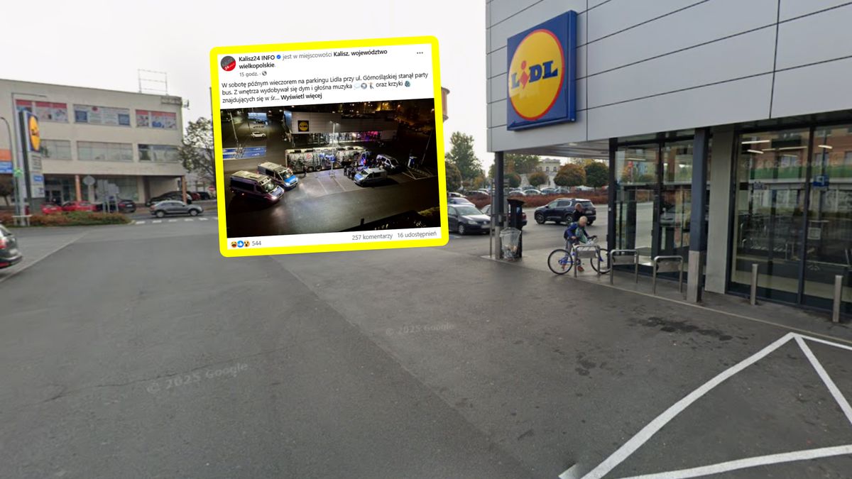 Autobus przed Lidlem. Ludzie zadzwonili po policję.