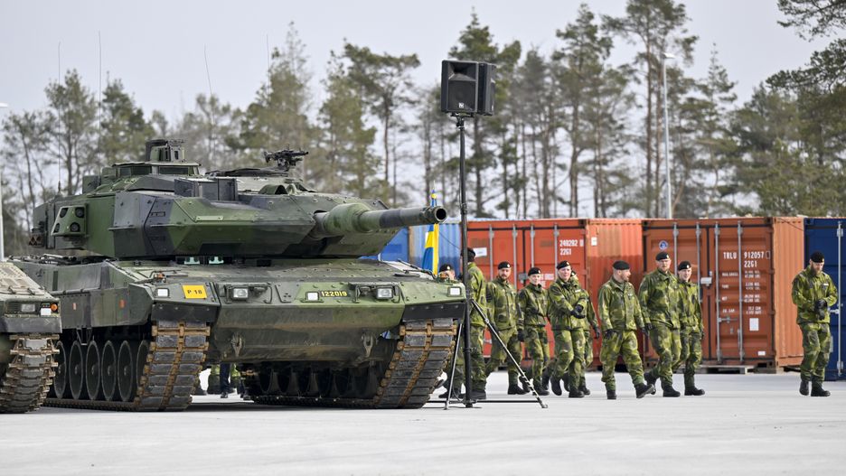 A Stridsvagn 122 battle tank at the base of the Swedish Army's Gotland Regiment near Visby, Sweden, on Friday, March 25, 2022. Sweden's armed forces are boosting preparedness in regions including the Baltic island of Gotland, citing Russias increased military activity in the area. Photographer: Mikael Sjoberg/Bloomberg via Getty Images