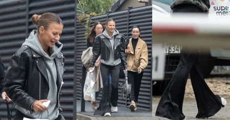 Anna Lewandowska w ramonesce za 16 tysięcy złotych i w za długich dzwonach bohatersko drepcze na kolejną sesję (ZDJĘCIA)