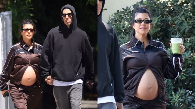 Kourtney Kardashian niczym Rihanna. Tak wyeksponowała ciążowy brzuszek na spacerze z Travisem Barkerem. Nowy TREND?! (ZDJĘCIA)