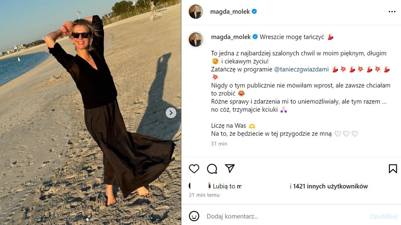 Wpis Magdy Mołek na Instagramie