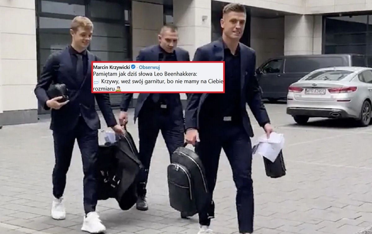 Łączy Nas Piłka / Na zdjęciu: polscy piłkarze przed wylotem do Kataru i wpis Marcina Krzywickiego