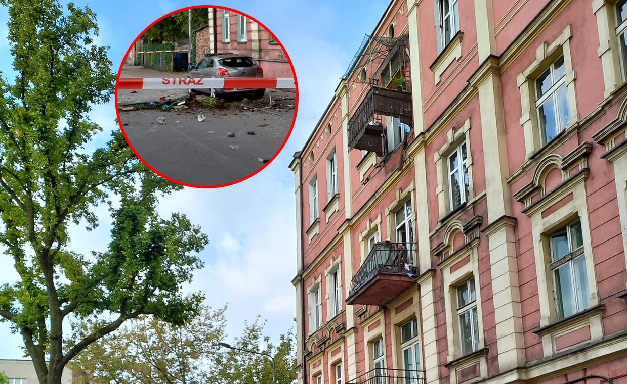 Spadli razem z balkonem. "Nie wie, że jego żona nie żyje"