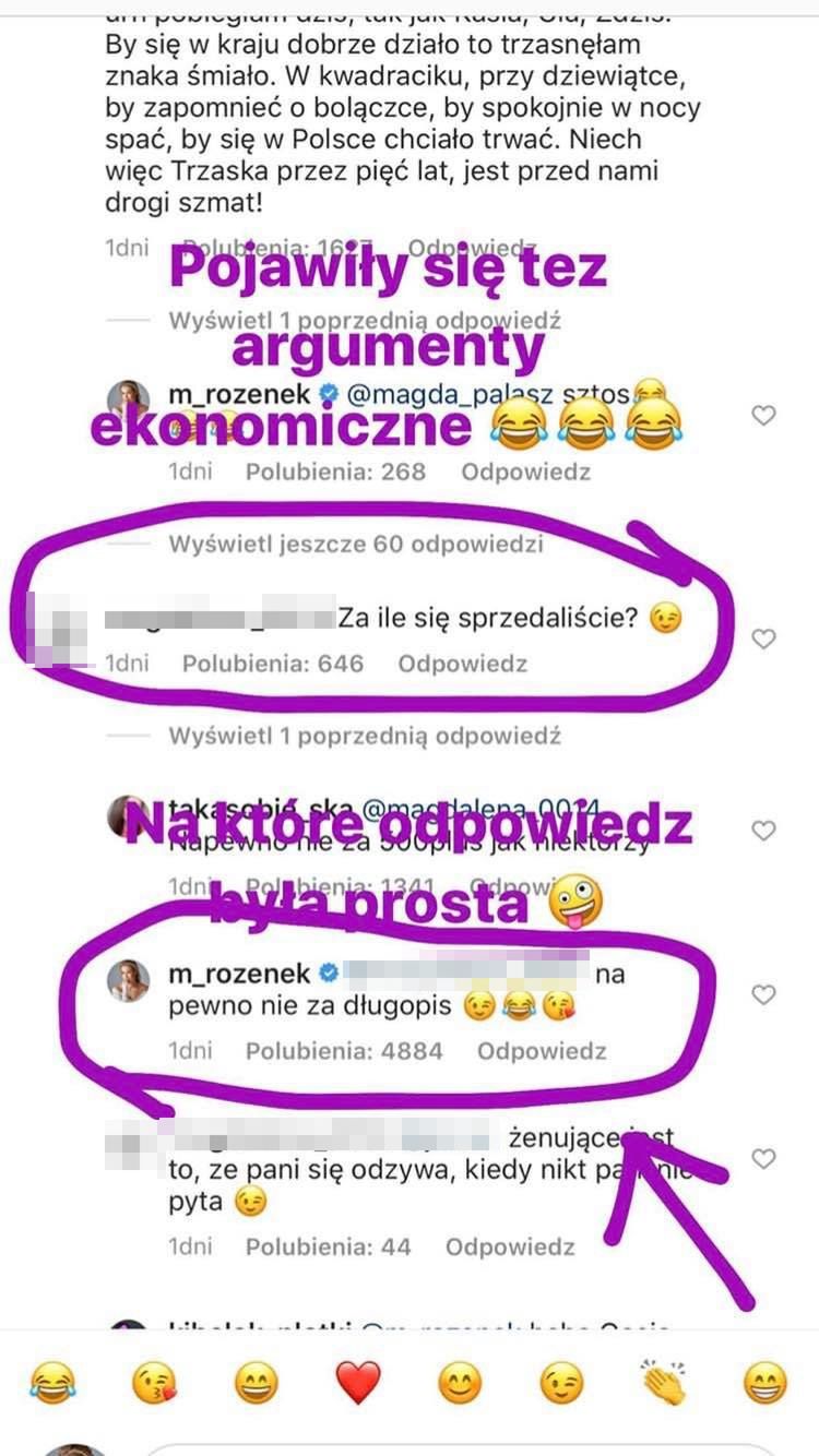 Małgorzata Rozenek odpiera ataki fanów