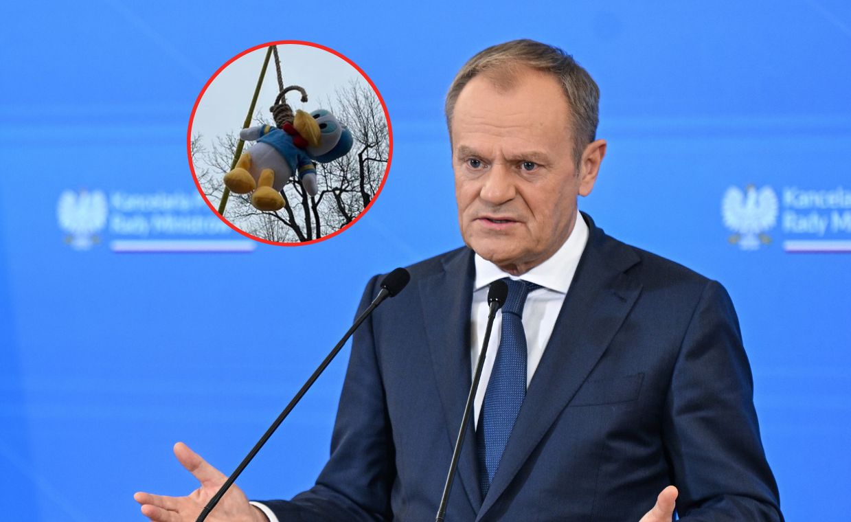 Rolnicy powiesili Kaczora Donalda. Tusk: dwuznaczny manifest