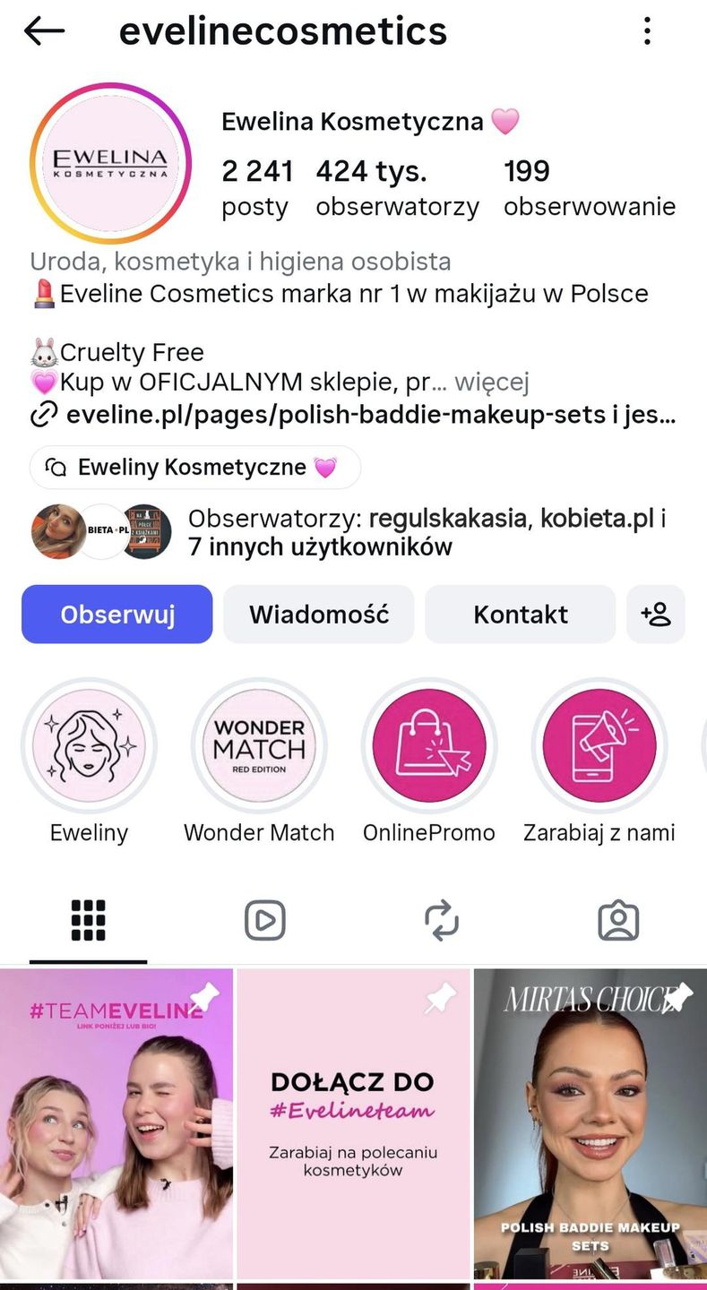 Screen Instagram Eveline Cosmetics