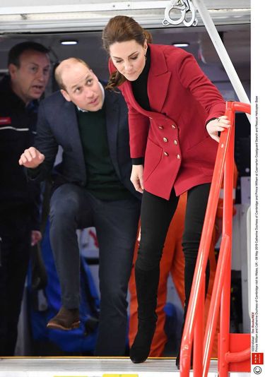 Mandatory Credit: Photo by Tim Rooke/REX (10231454ad)  Catherine Duchess of Cambridge and Prince William at Caernarfon Coastguard Search and Rescue Helicopter Base  Prince William and Catherine Duchess of Cambridge visit to Wales, UK - 08 May 2019