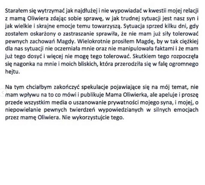 Jakub Rzeźniczak reaguje na zarzuty Magdy Stępień