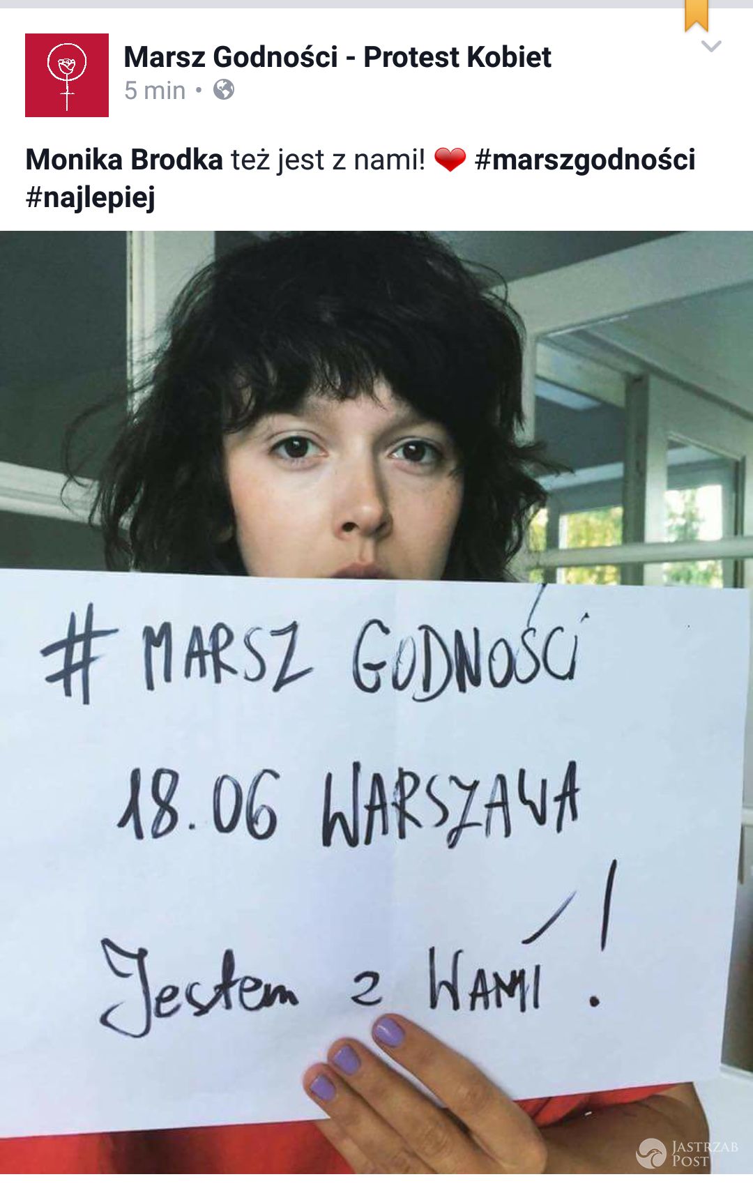 Monika Brodka wsparła Marsz Godności (fot. Facebook)