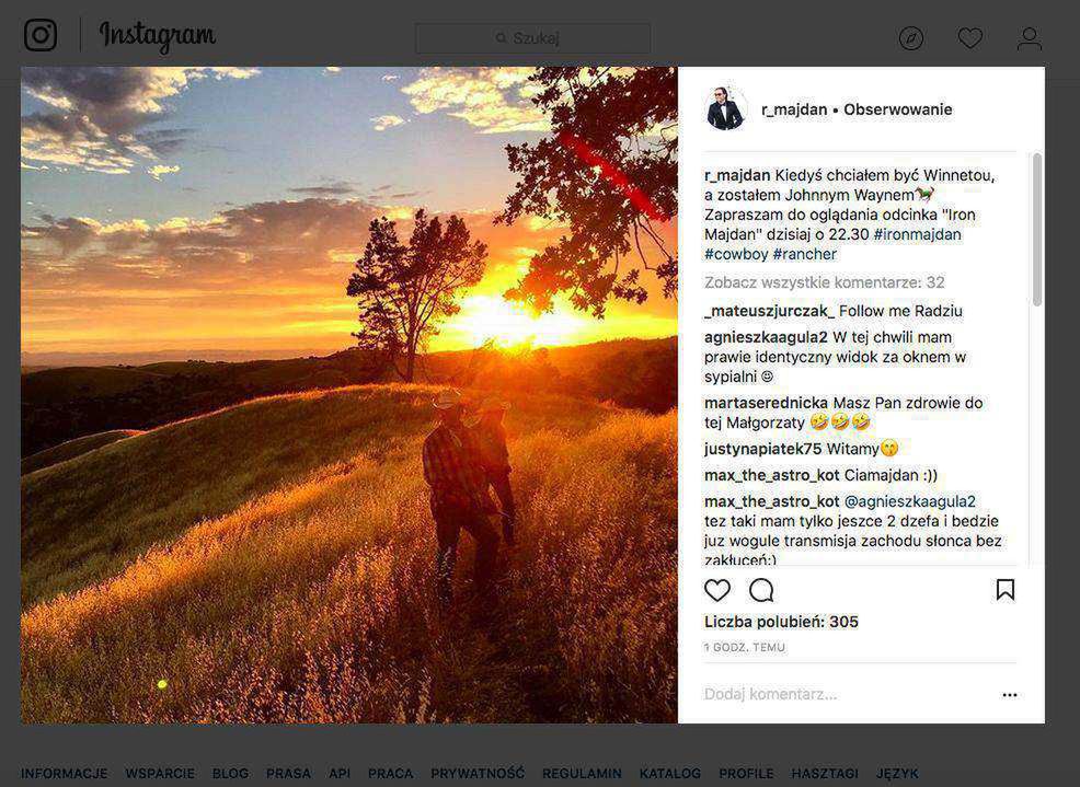 Radosław Majdan założył profil na Instagramie