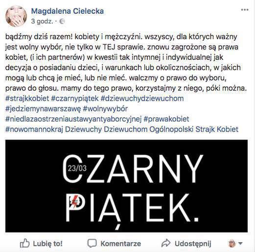 Magdalena Cielecka bierze udział w Czarnym piątku