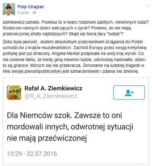 Komentarz Rafała Ziemkiewicza i Filipa Chajzera do strzelaniny w Monachium