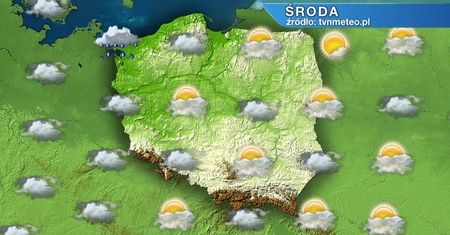 Środa chłodna i pochmurna. Deszcz możliwy tylko na zachodnich krańcach Polski