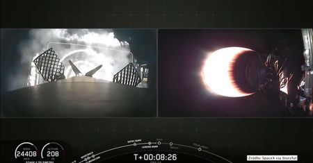 Moduły nośne rakiety firmy SpaceX wylądowały na oceanicznej platformie po locie na Międzynarodową Stację Kosmiczną