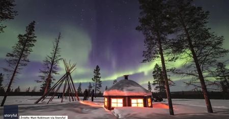 Zapierający dech w piersiach timelapse zorzy polarnej